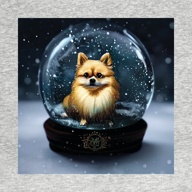 Pomeranian Dog in a Snow Globe by Geminiartstudio